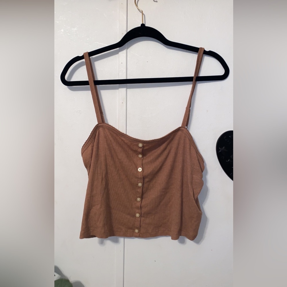 American Eagle button from camel colored camisole